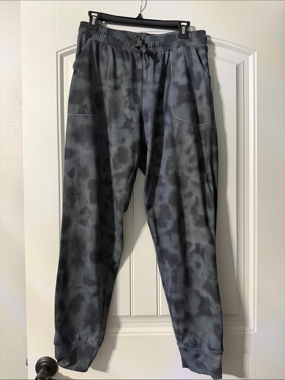 Women's Gray Tie-Dye Jogger Pants - Casual Elastic Waist